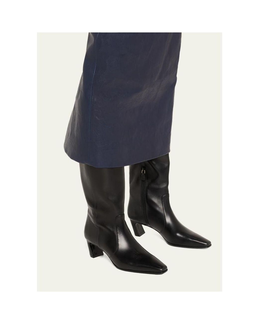 Stuart Weitzman Black Stassi Leather Knee-High Boots