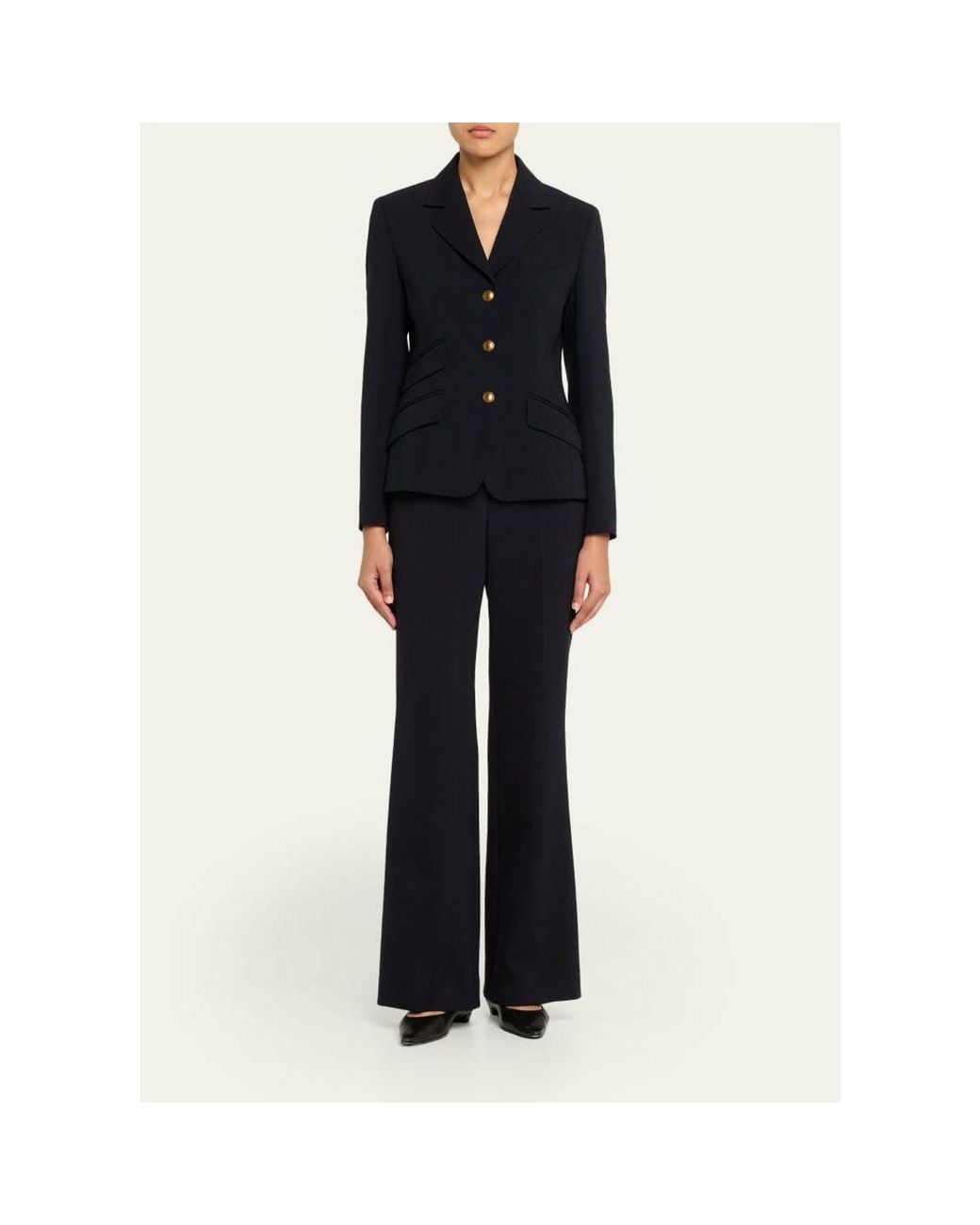 Max Mara Blue Single-Breasted Stretch Wool Jacket