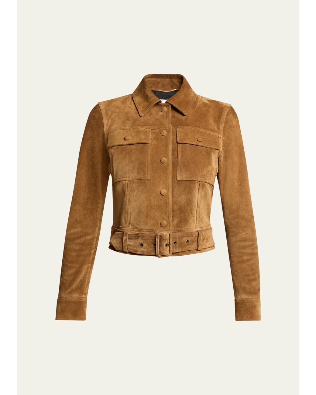 Saint Laurent Natural Belted Suede Jacket