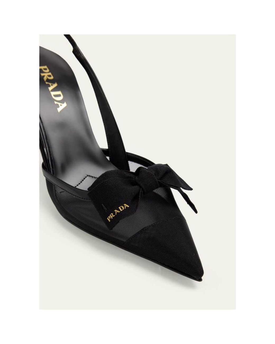 Prada Natural 75Mm Modellerie Bow Mesh Slingback Pumps