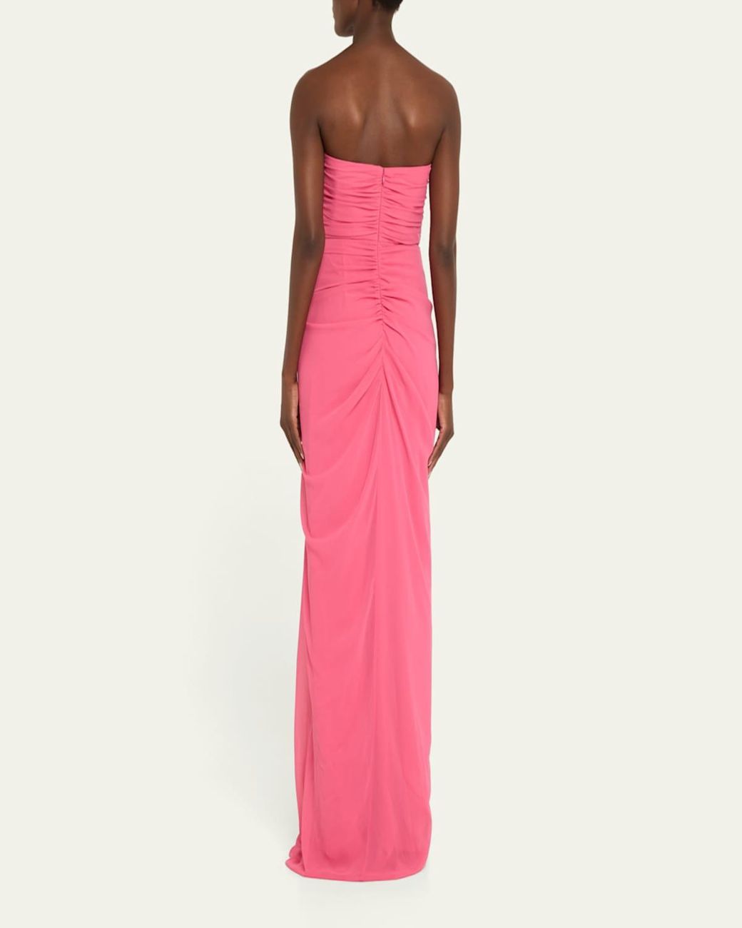 Badgley Mischka☆華やかピンクのラッフルワンショルダードレス ラッセルレース×シフォン ワンショルダードレス スモーキー