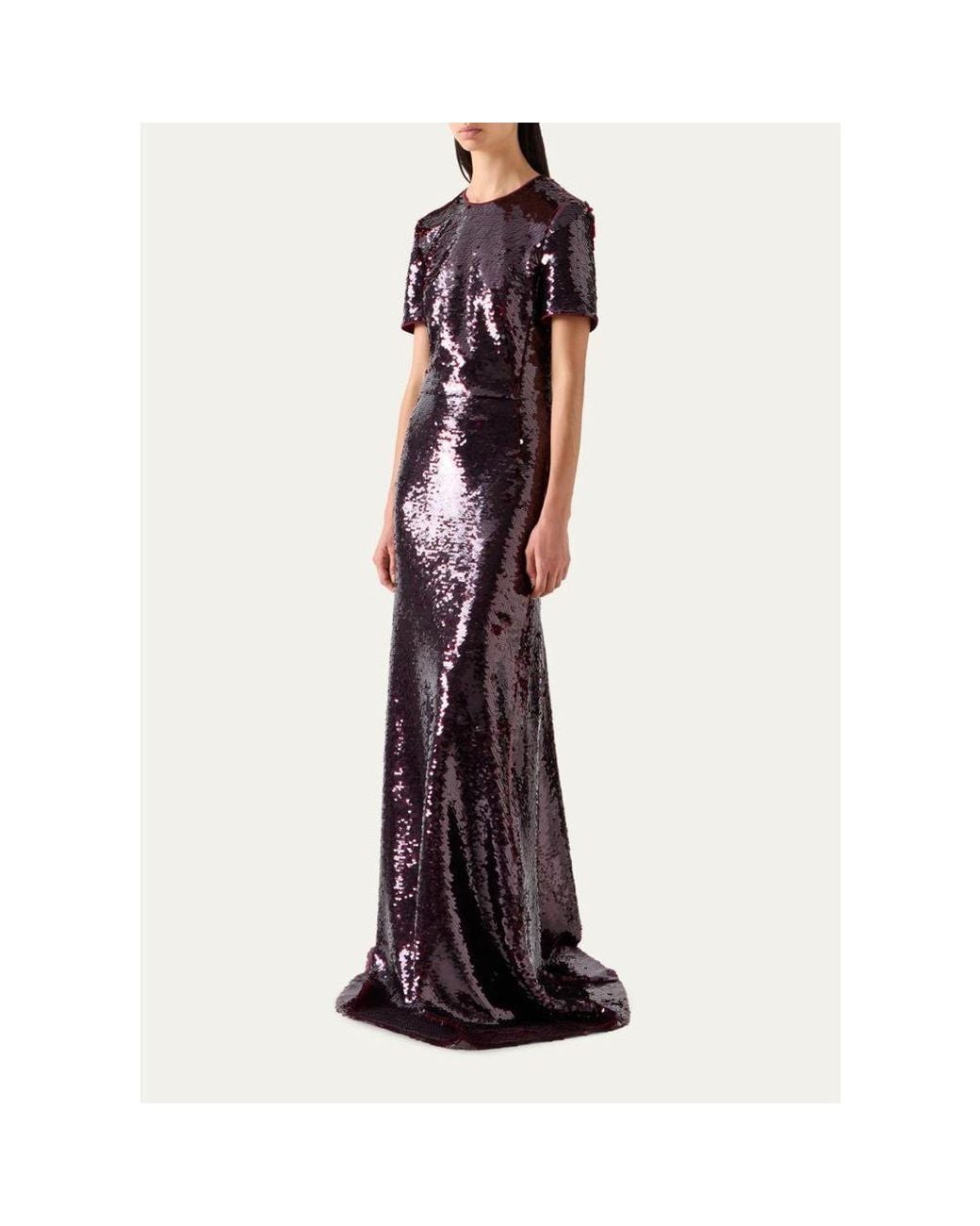 Akris Sequined Tulle Short-Sleeve A-Line Gown in White | Lyst