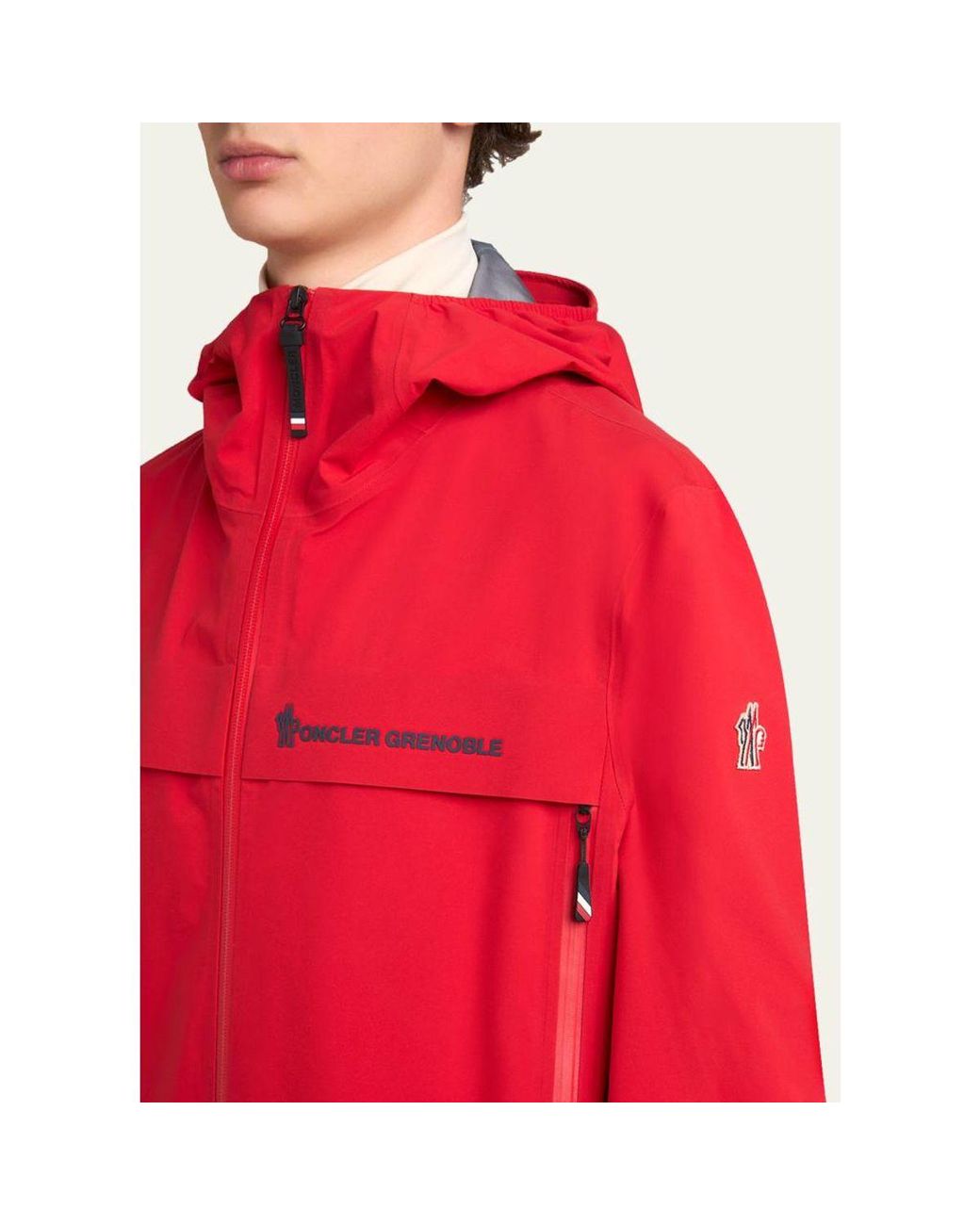 Moncler Red Shipton Hooded Shell Jacket for men