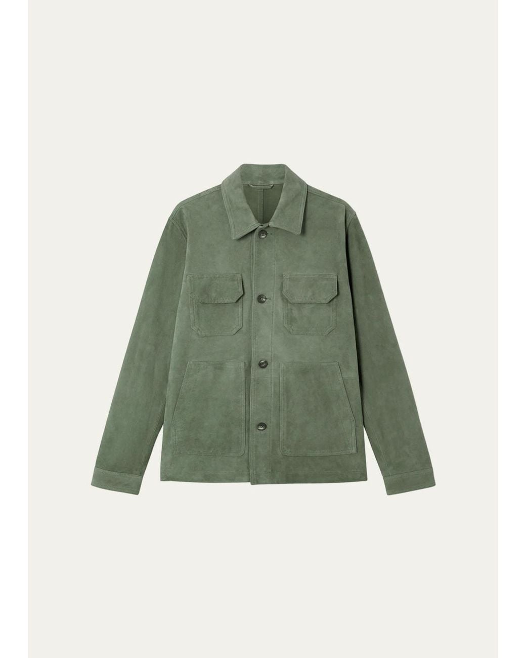 Frescobol Carioca Green Suede Chore Jacket for men