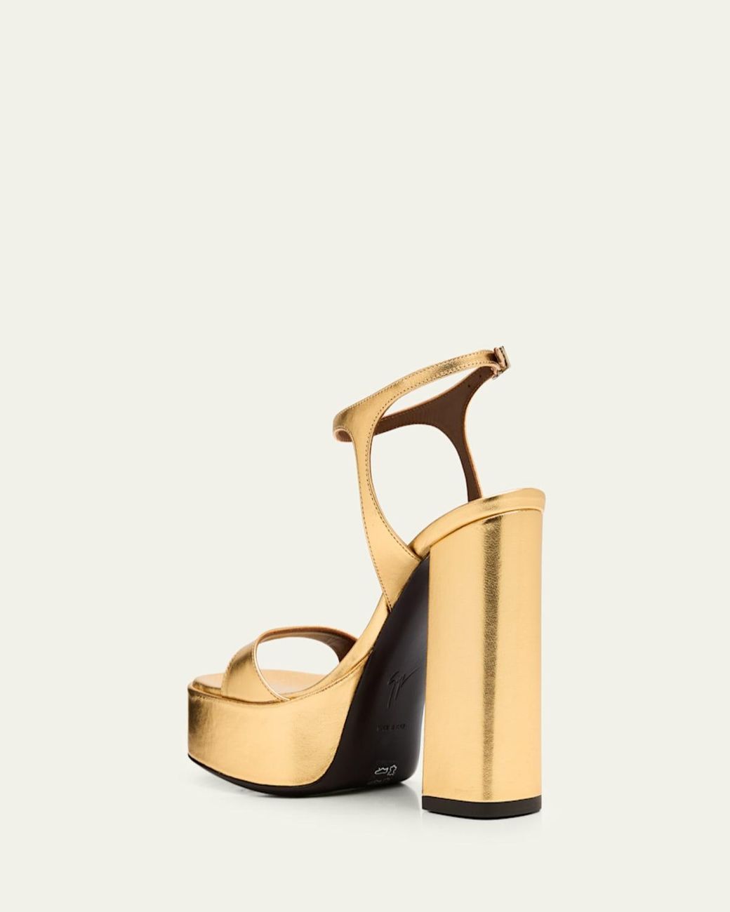 Giuseppe Zanotti Natural Metallic Leather Block-Heel Platform Sandals