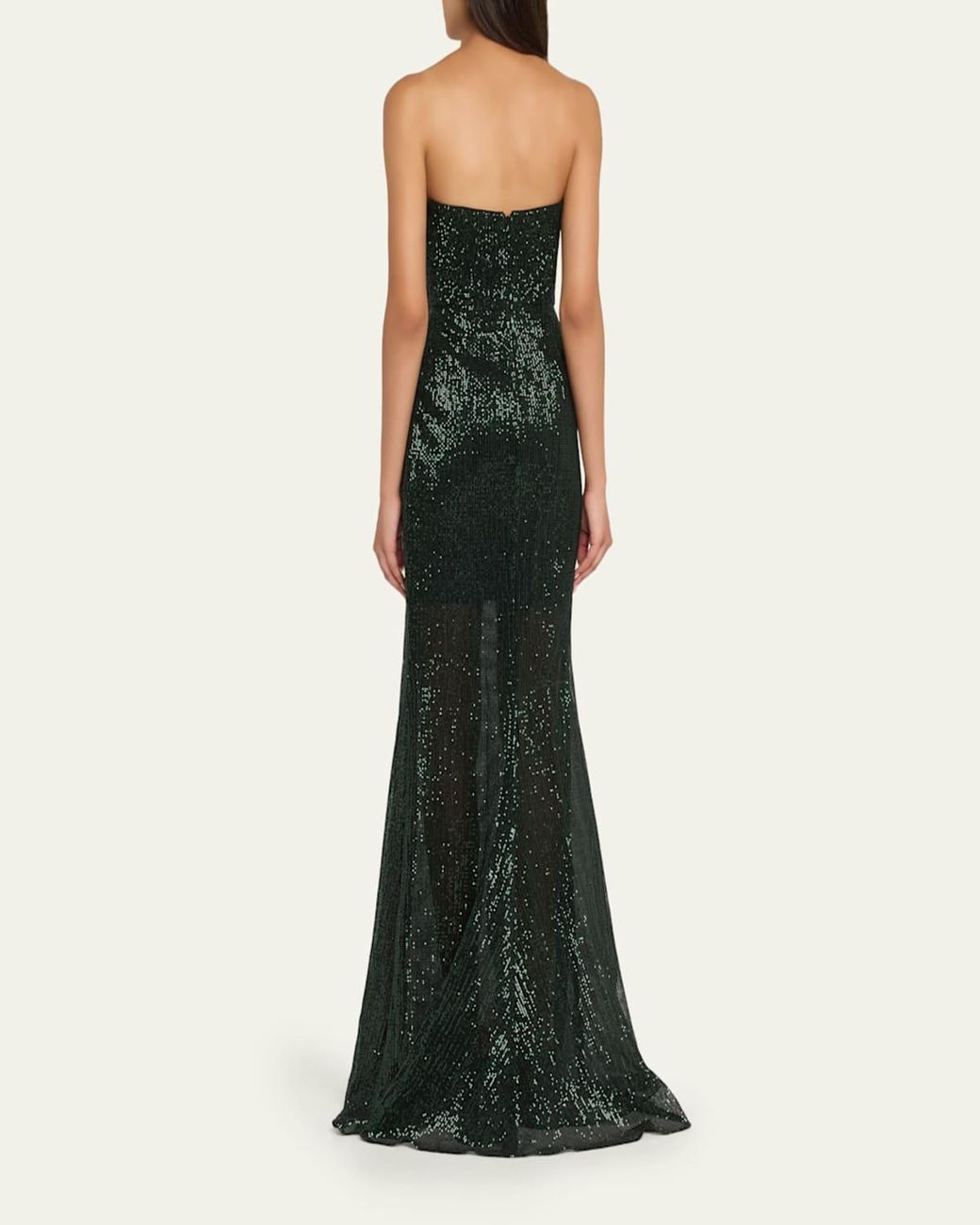 Badgley Mischka Strapless Bow-Front Sequin Gown in Green | Lyst