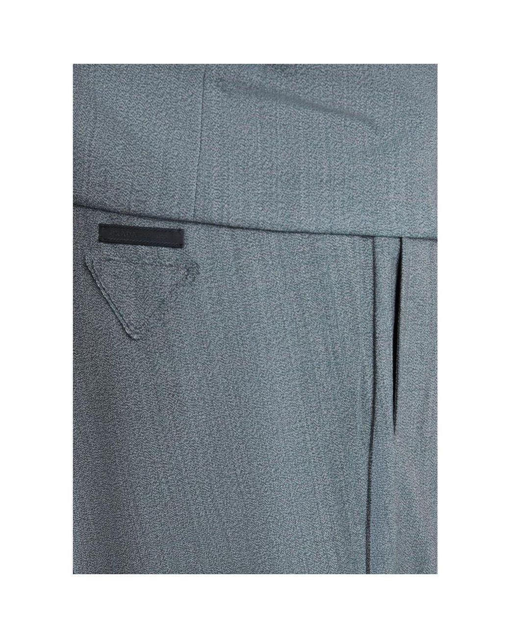 Prada Blue Mouliné Wool Pants for men