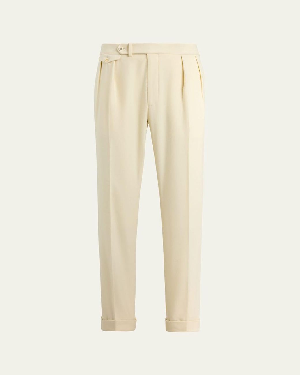 Ralph Lauren Wool Flannel Waist-Tab Double-Pleated Pants in Natural for ...