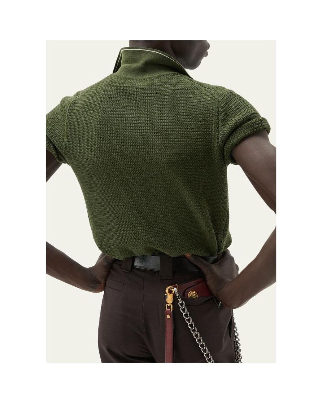 Versace Green Cotton Knit Button-Down Sweater for men