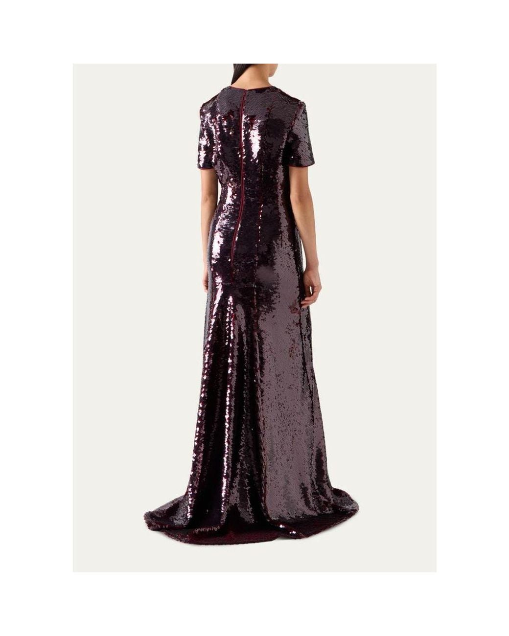 Akris Sequined Tulle Short-Sleeve A-Line Gown in White | Lyst