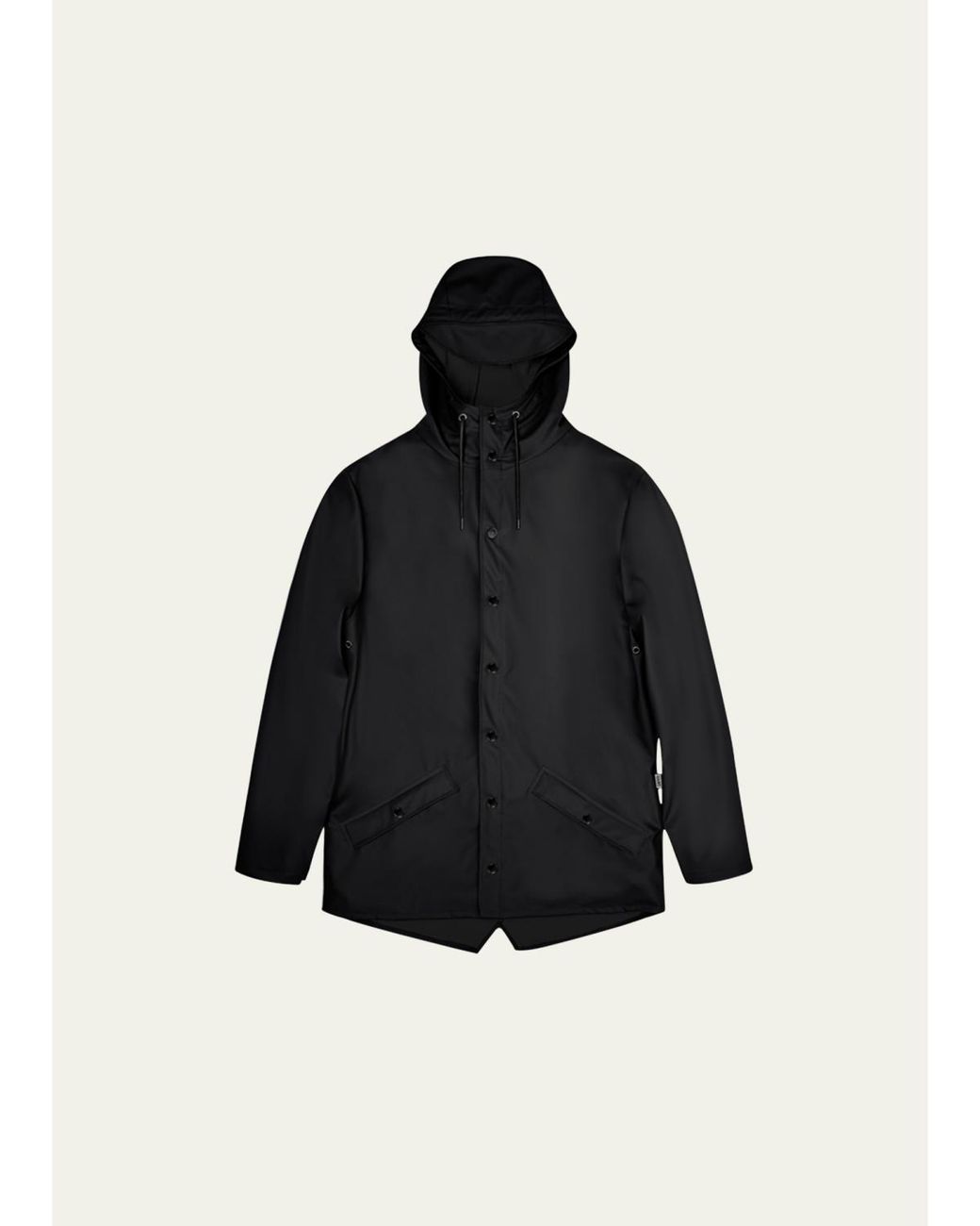 Rains Black Snap-Front Hooded Jacket