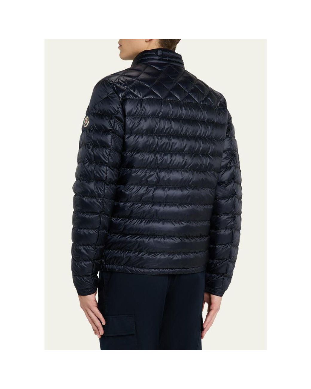 Moncler Blue Quilted Nylon Jacket for men