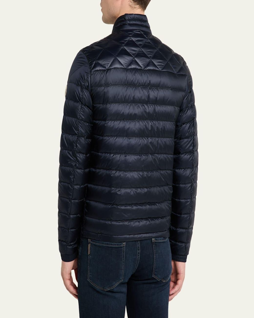 Moncler Blue Quilted Nylon Down Jacket for men