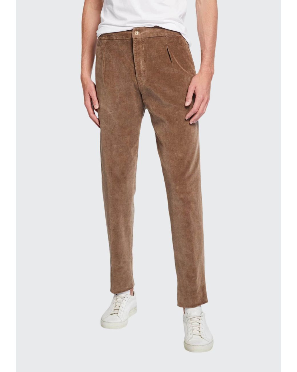 mens pleated corduroy trousers with turn ups