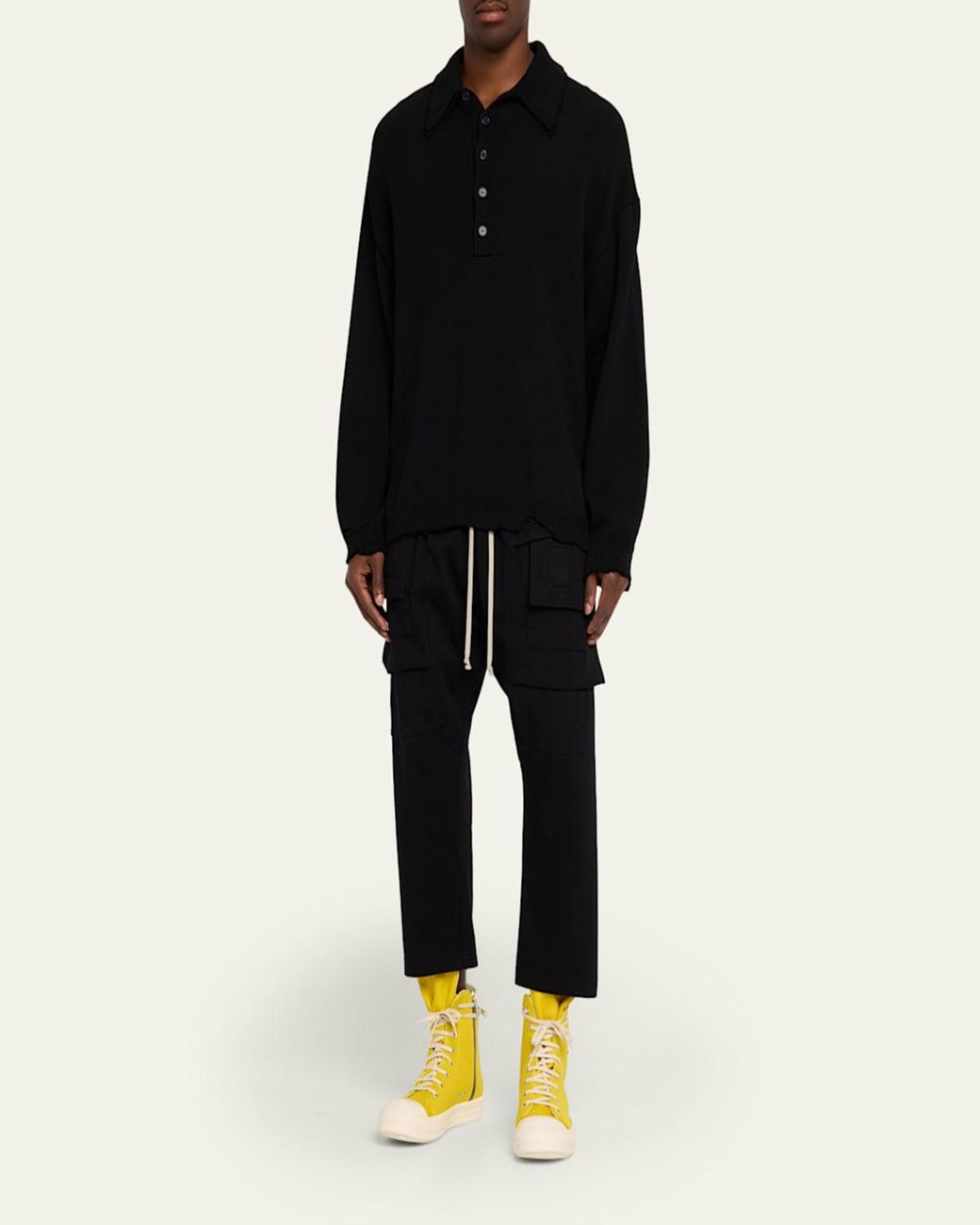 Rick Owens Yellow Cargo Sneaks Denim High-Top Sneakers for men