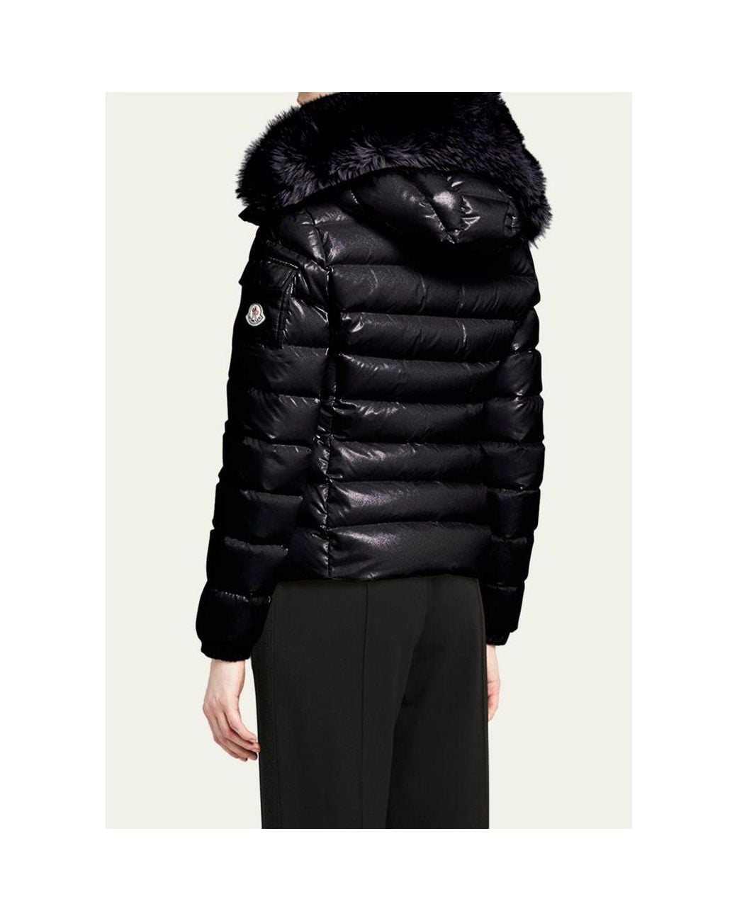 Moncler Black Badyf Faux Fur-Trimmed Hooded Short Down Jacket