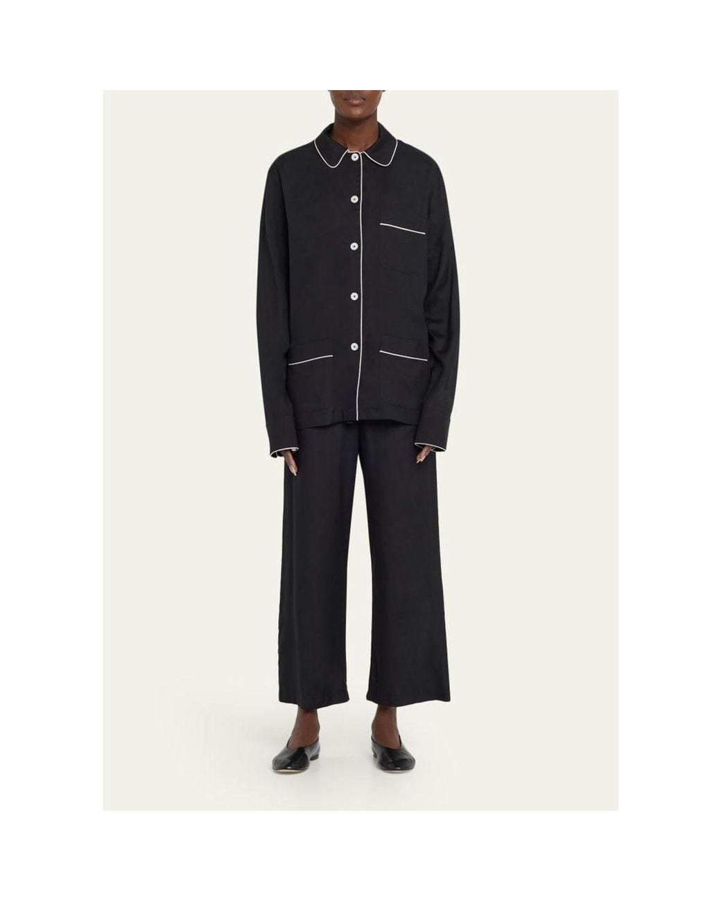 Totême  Blue Piped Silk Pj Pants