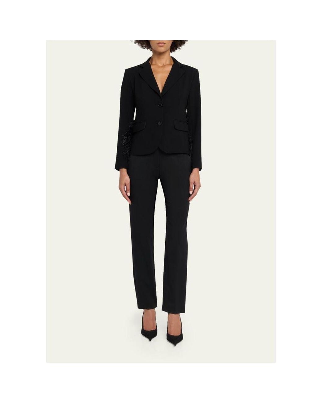 Libertine Black Feathered Single-Breasted Jacket