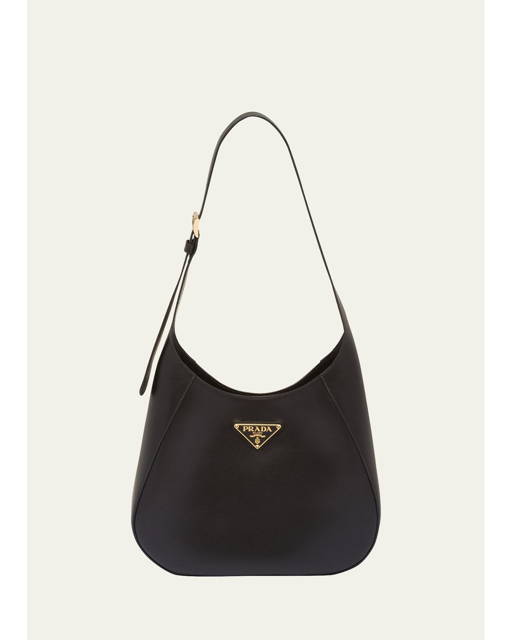 Prada City Calf Leather Hobo Bag in Black | Lyst