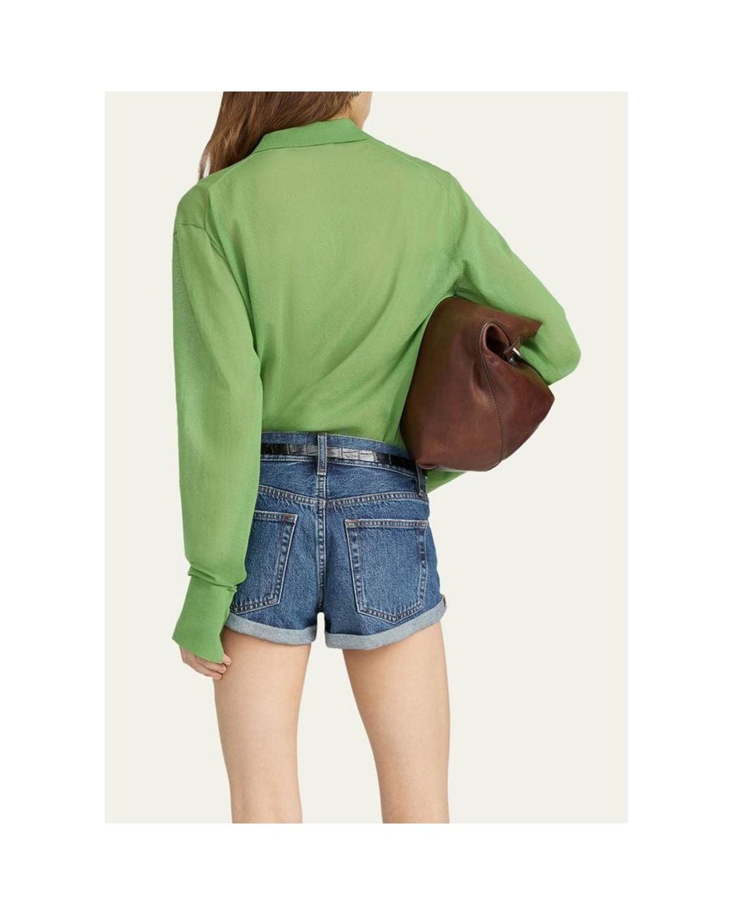 FRAME Green The Collared Cardigan