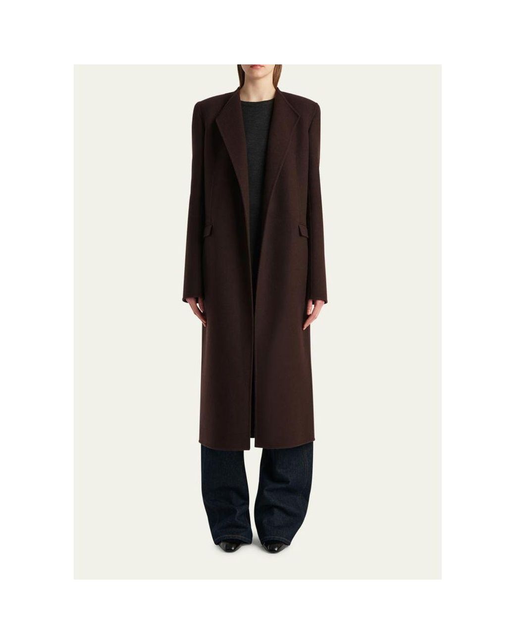 Khaite Black Jelson Double-Face Wool Wrap Coat