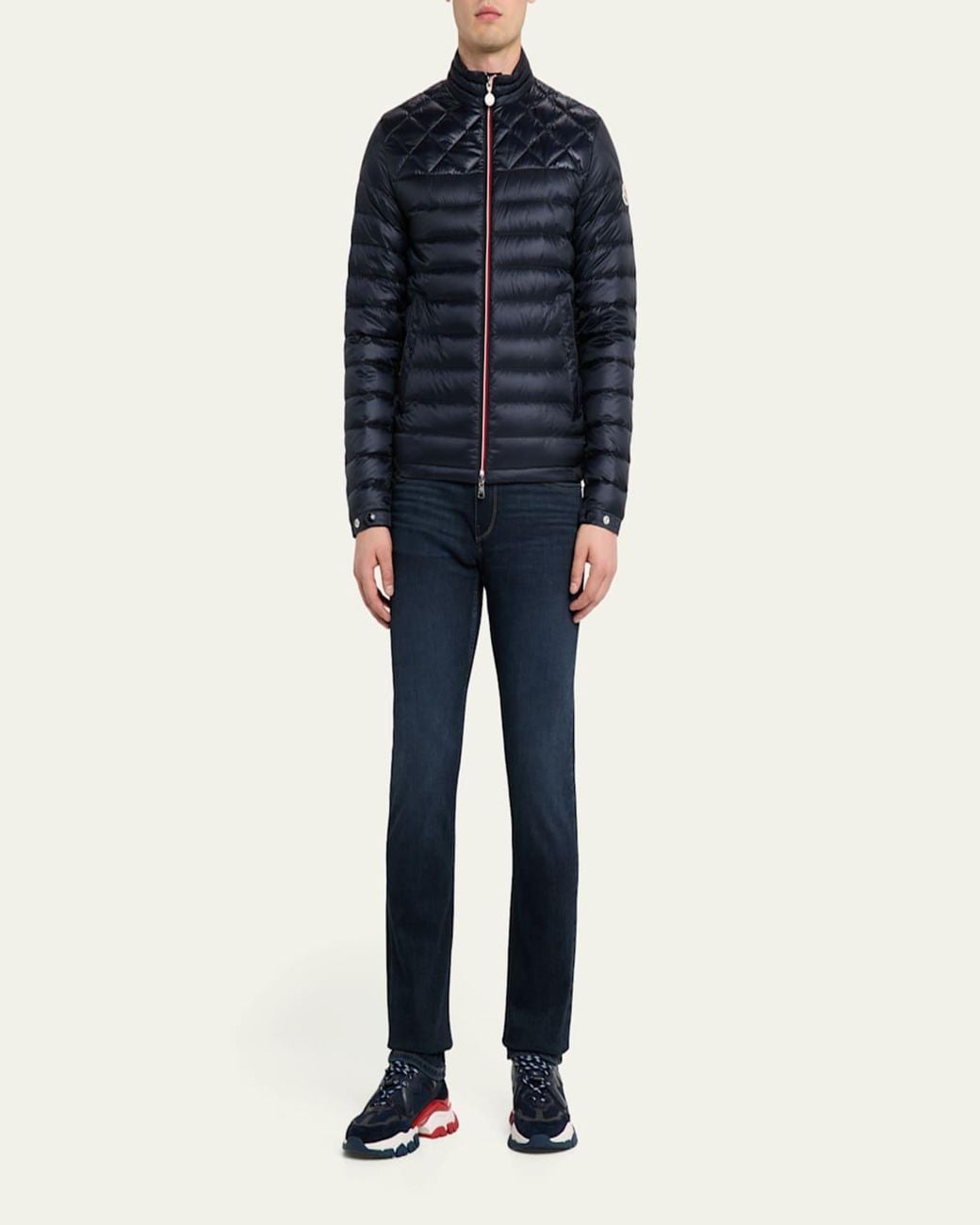 Moncler Blue Quilted Nylon Down Jacket for men