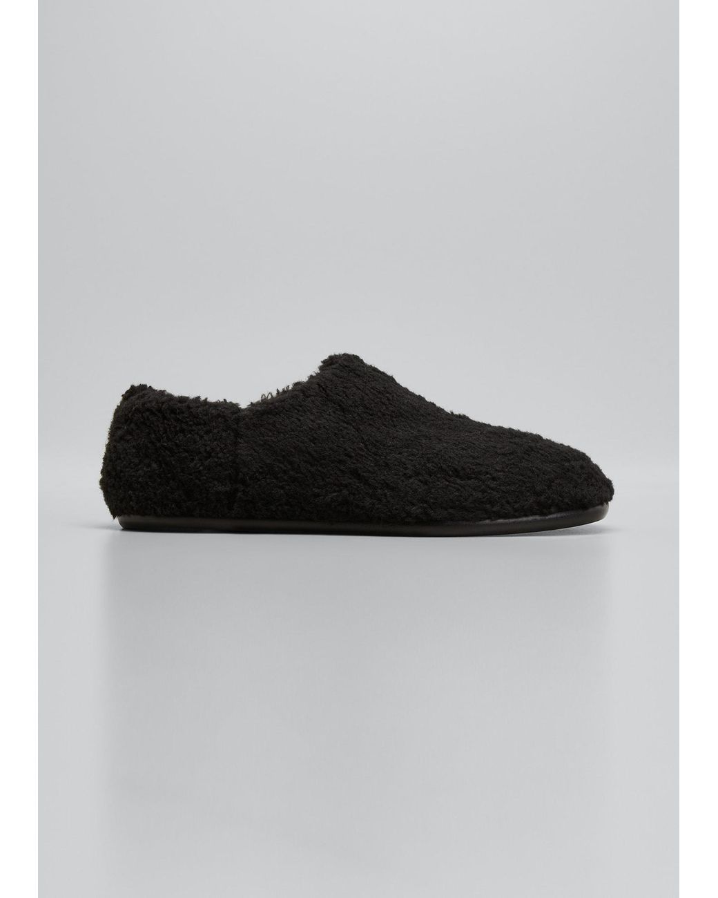 Maison Margiela Faux Shearling Tabi Slippers in Black for Men | Lyst