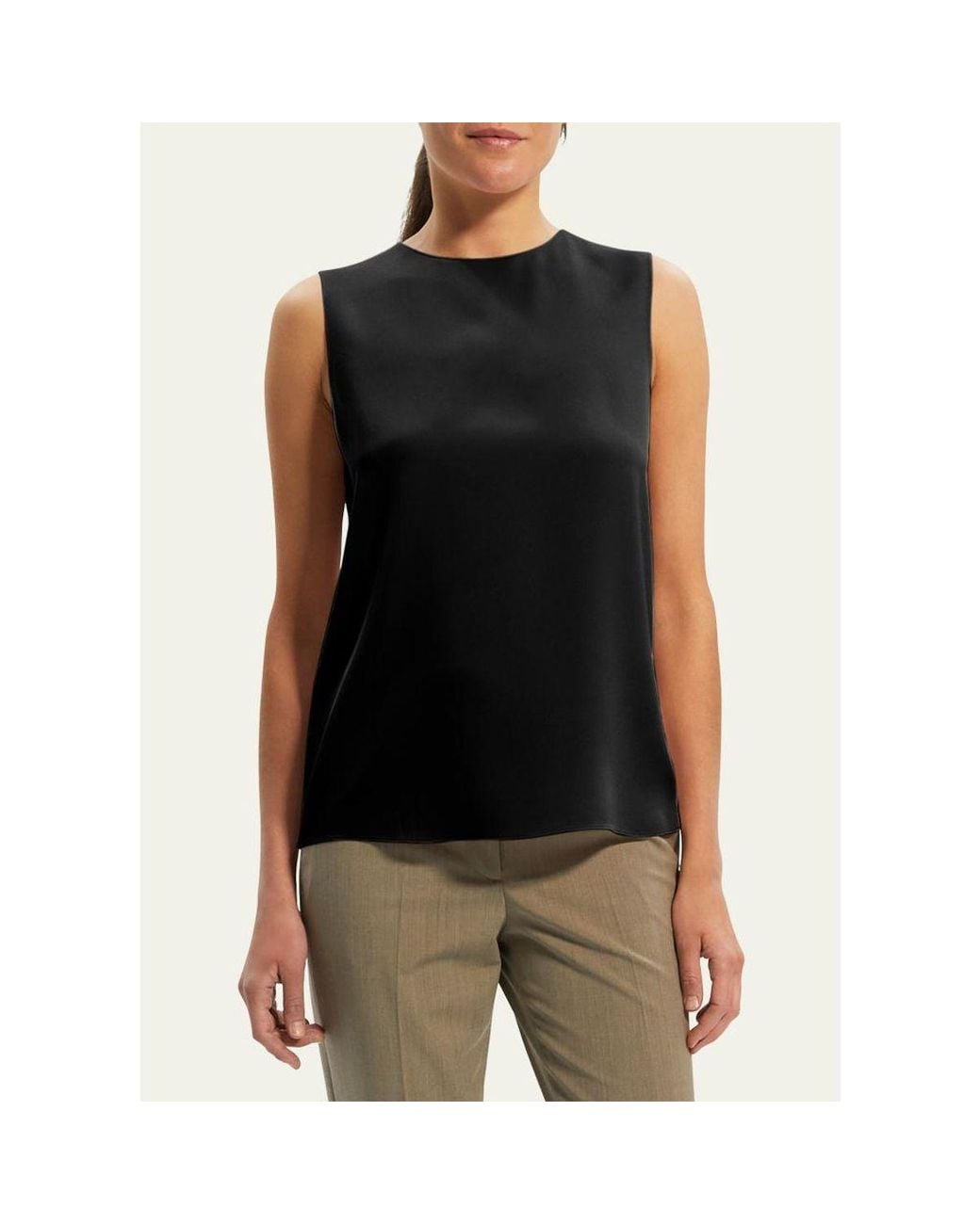 Theory Blue Silk Straight Shell Top