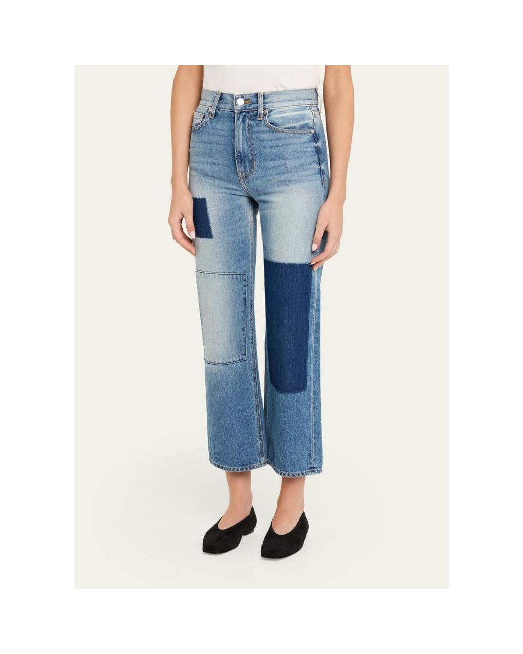 Veronica Beard Blue Dylan Patchwork High-Rise Ankle Jeans