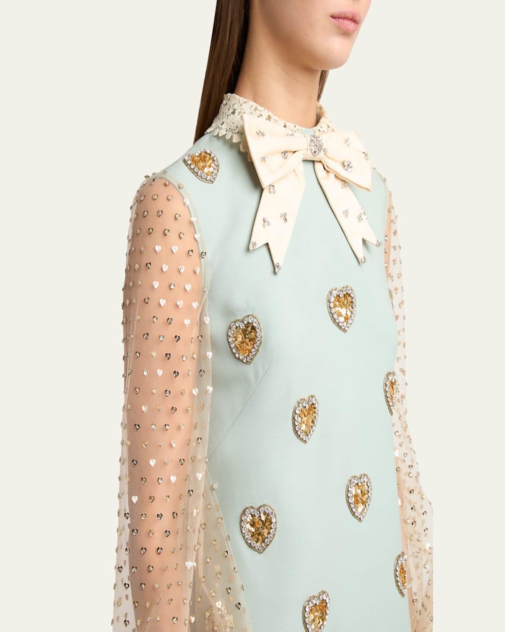 valentino rainbow crystal embellished short sleeve dress Plusdepois Print Crepe Couture Valentino Garavanis dress is made from rich chocolate wool and silk Valentino Garavani Bow Crystal Heart