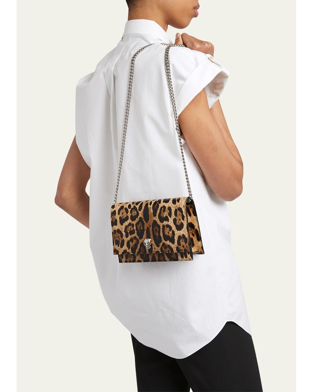 Alexander McQueen Small Skull Leopard print Crossbody Bag in Natural Lyst