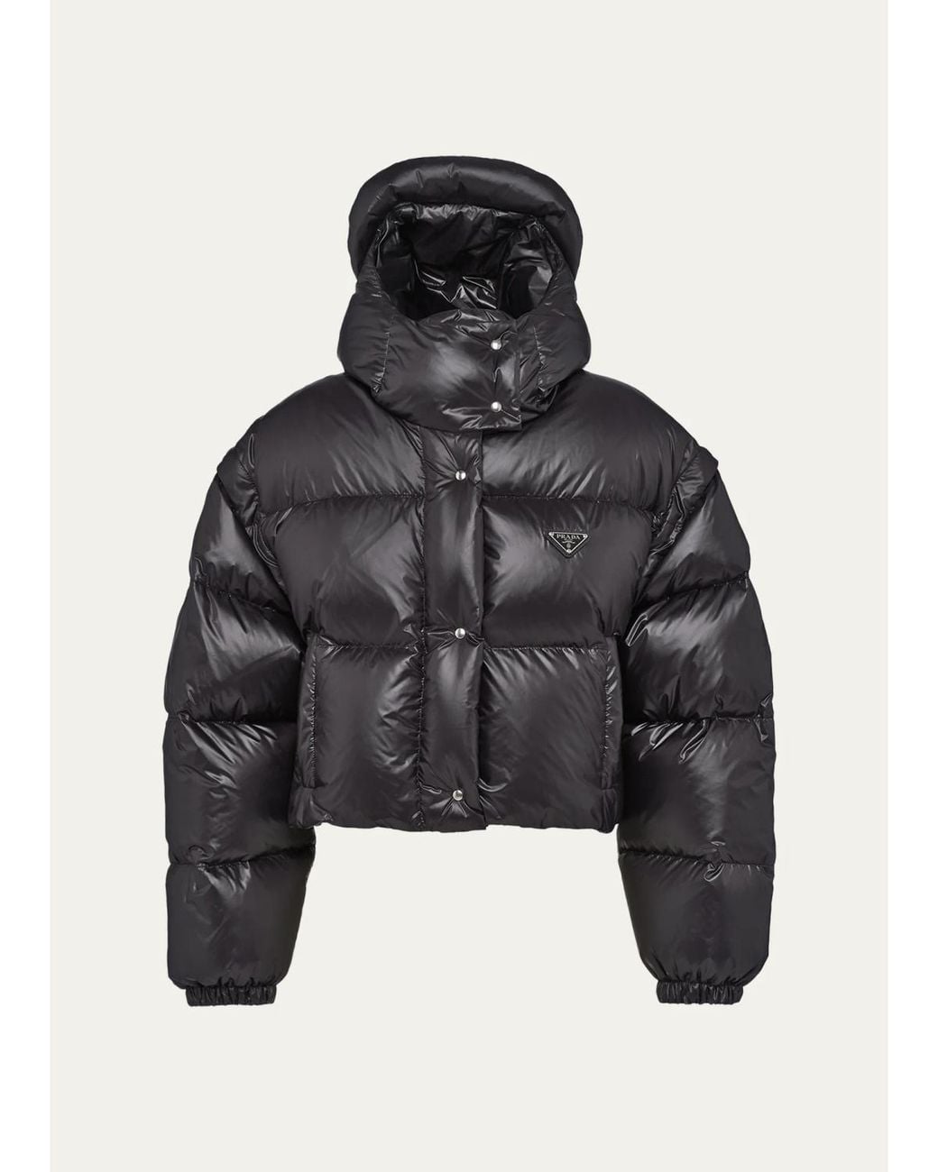 Prada Black Re-Nylon Transformable Hooded Down Jacket