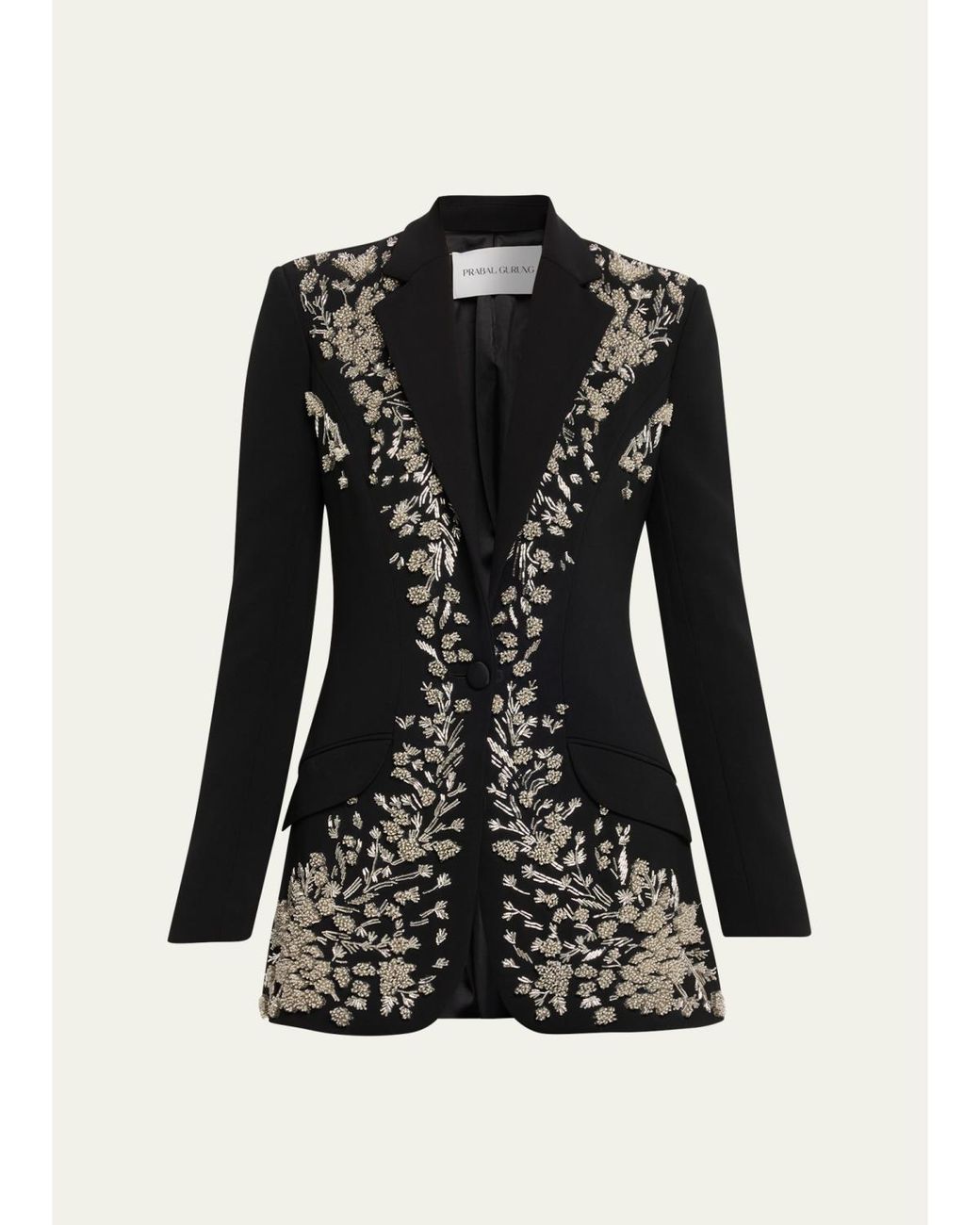 Prabal Gurung Black Beaded Single-Button Blazer