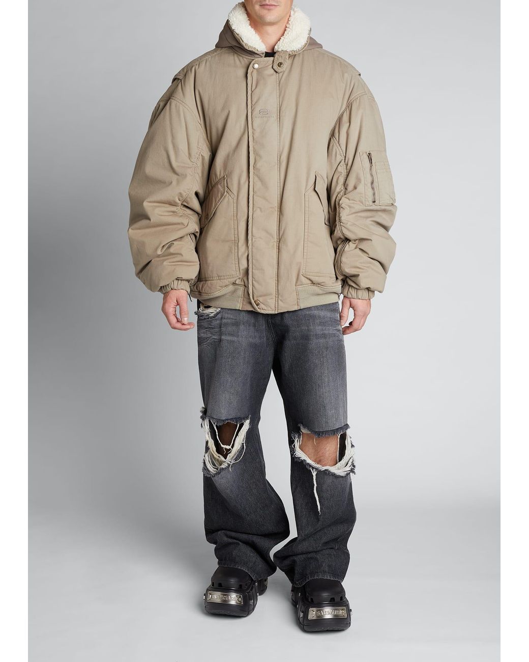 Balenciaga Sherpa-lined Oversized Bomber Jacket in for Men | Lyst
