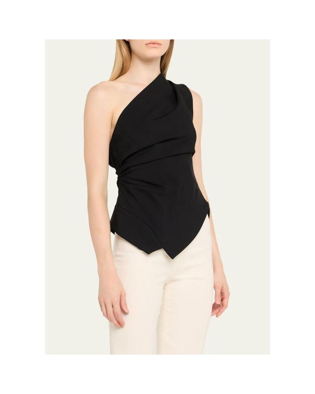 Rohe Black Draped One-Shoulder Top