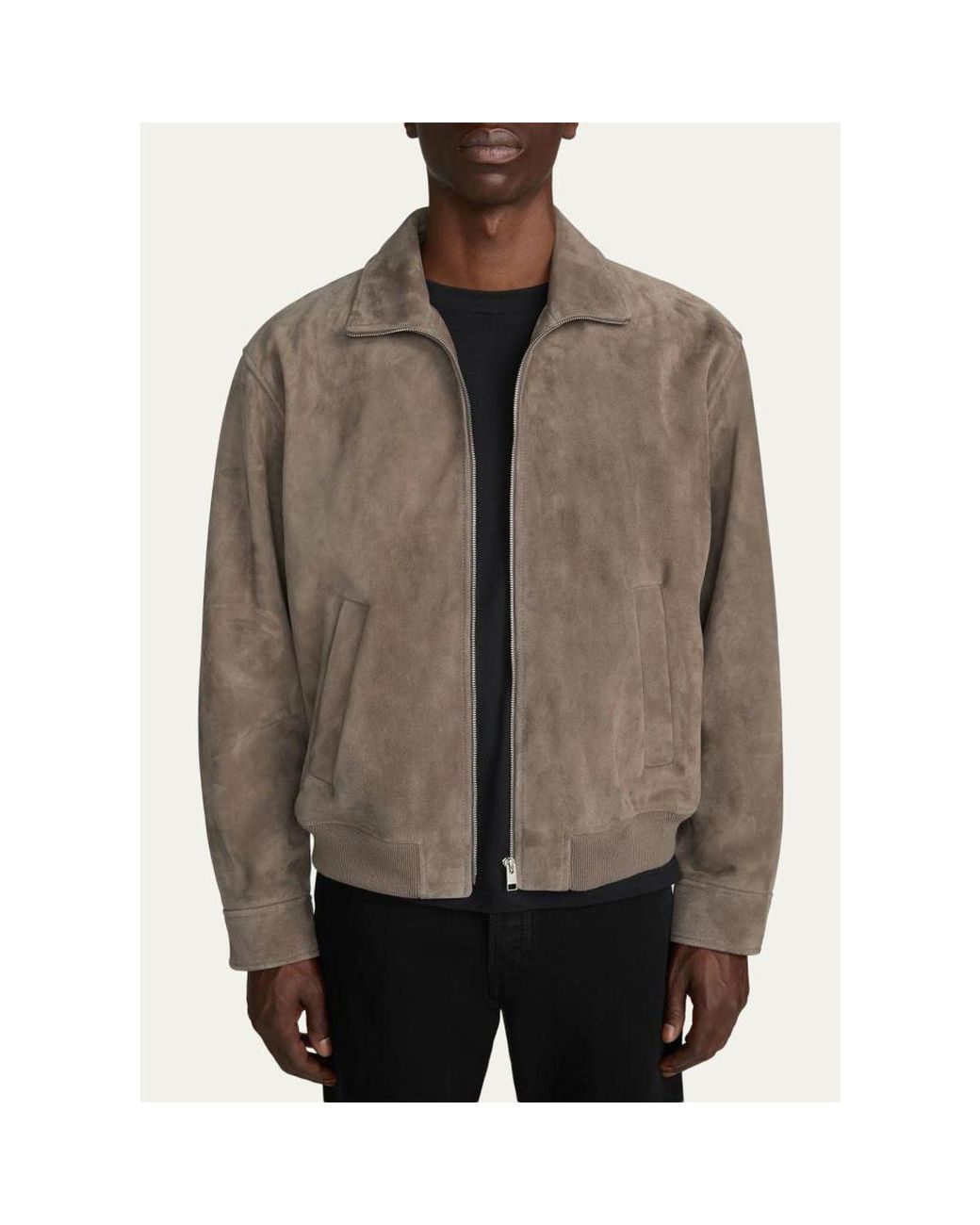 FRAME Brown Suede Full-Zip Bomber Jacket for men