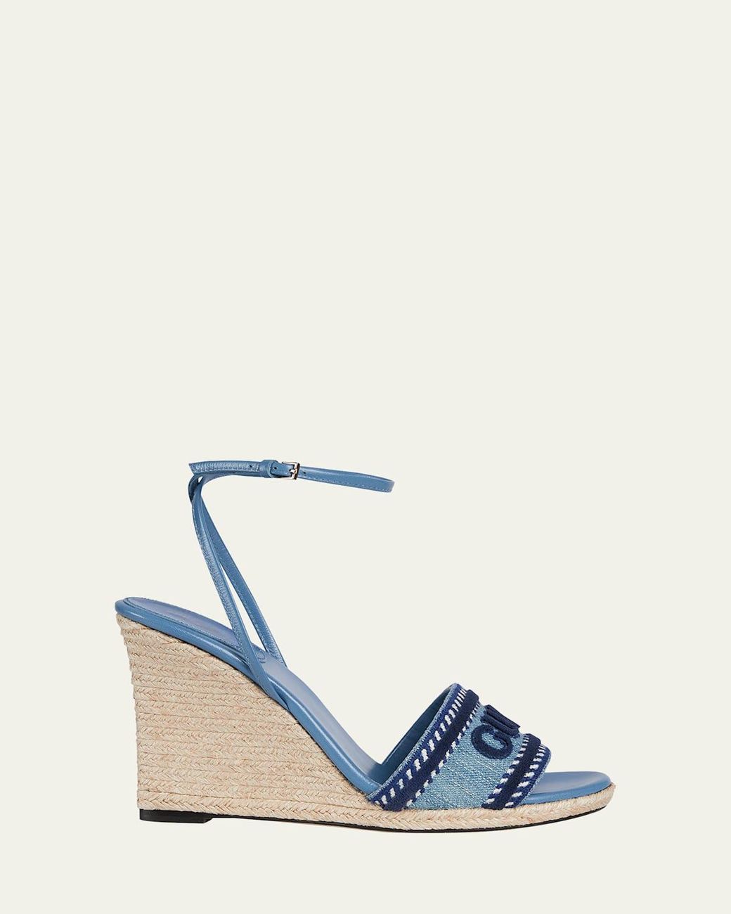 Gucci Ines Logo Denim Wedge Espadrilles in Blue | Lyst display picture 2