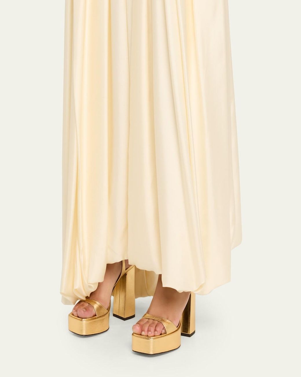 Giuseppe Zanotti Natural Metallic Leather Block-Heel Platform Sandals