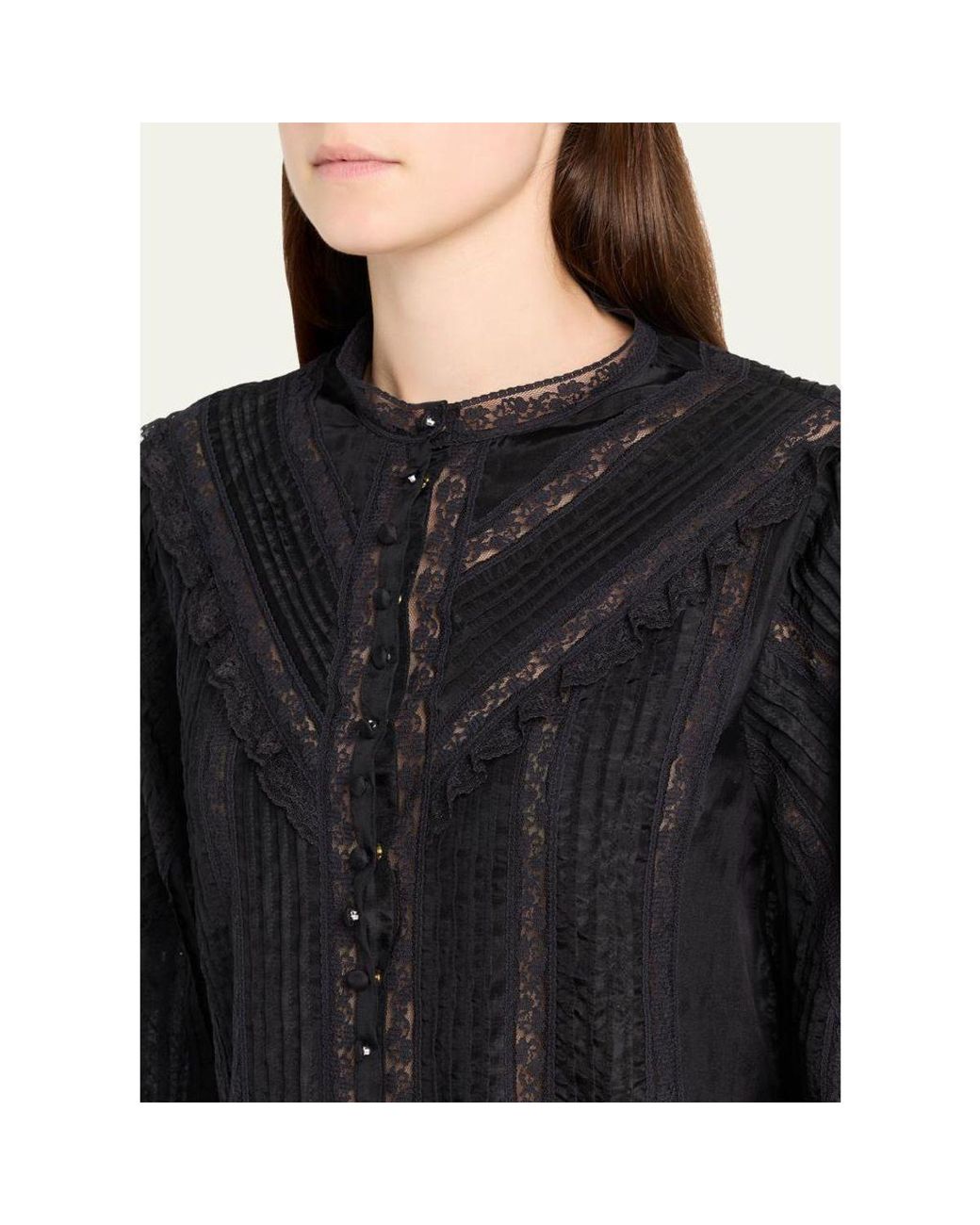 LoveShackFancy Blue Aralina Silk Blouse