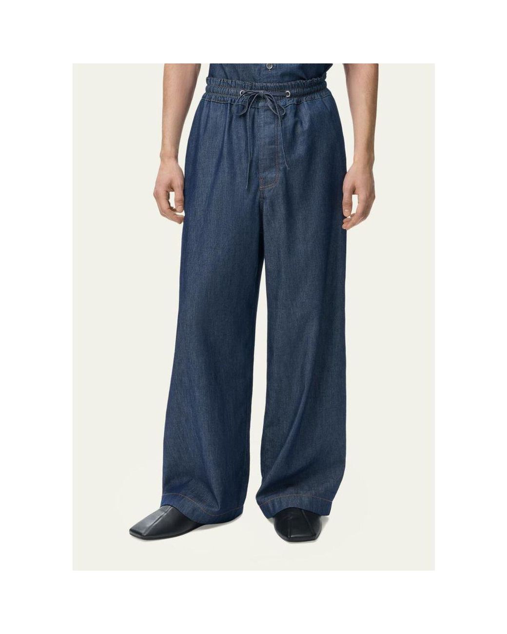 Loewe Blue Denim Drawstring Trousers for men