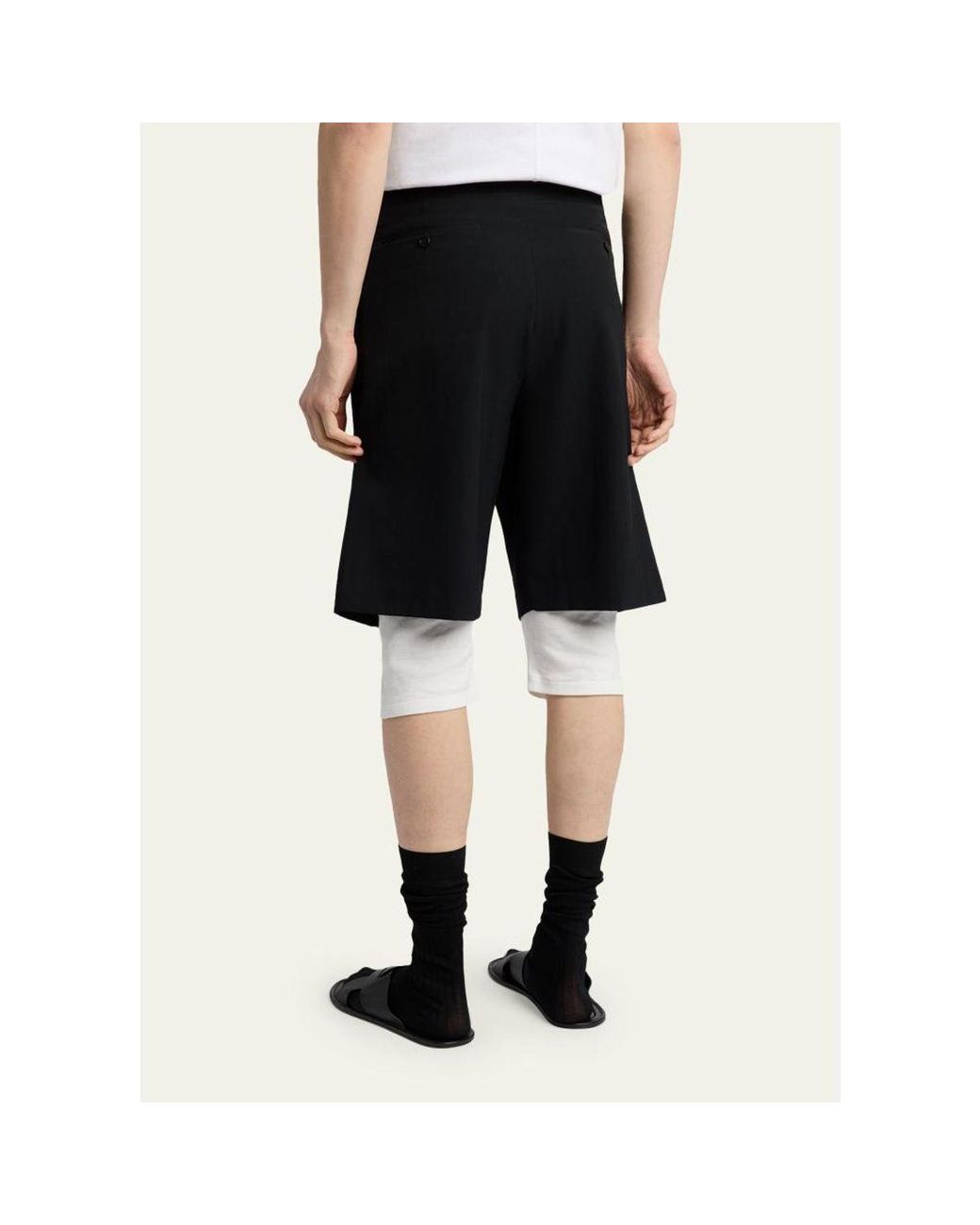 The Row Sayed Pleated Wool Gabardine Shorts in Black for Men | Lyst