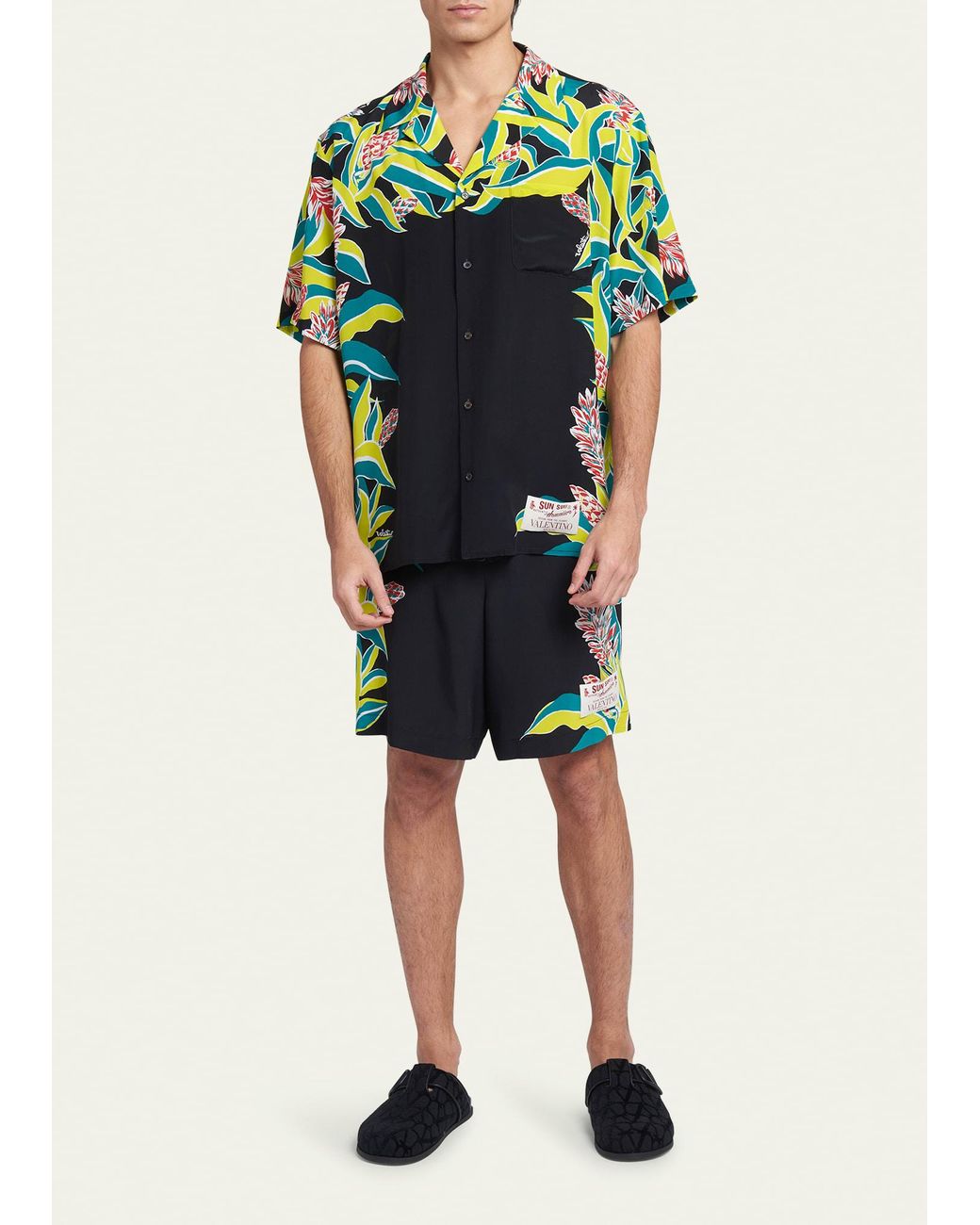 Valentino Garavani Sun Surf Volcano Placed-print Camp Shirt Men | Lyst