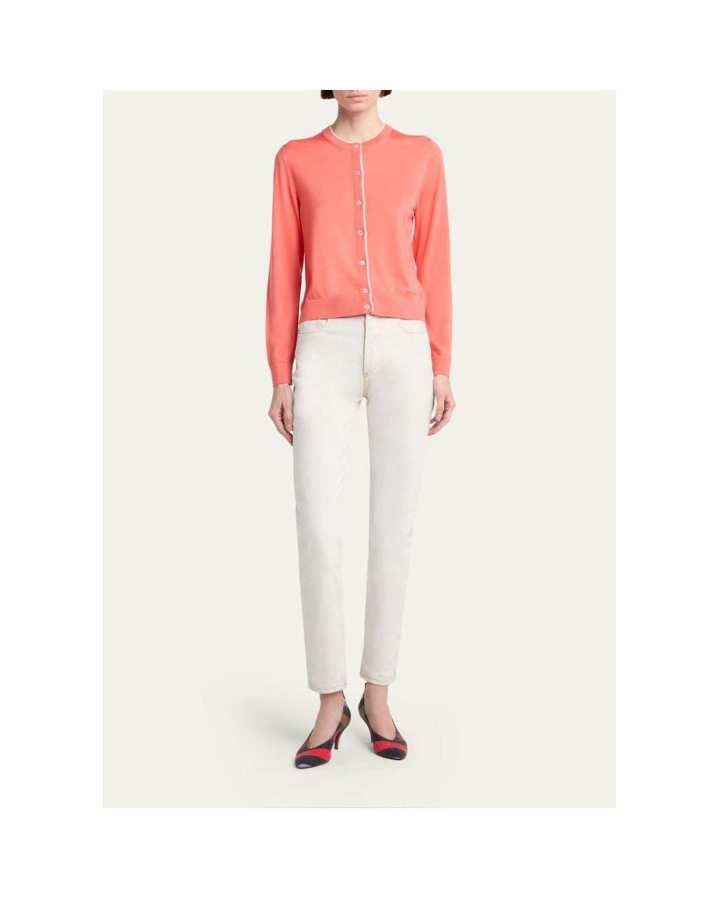 Versace Red Fine Wool Cardigan