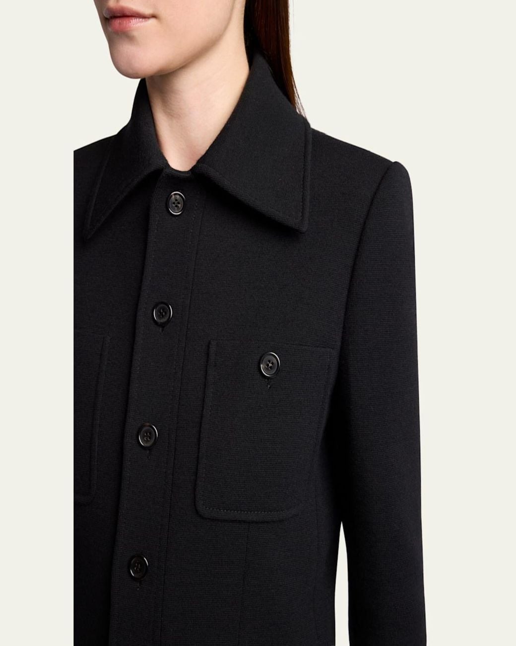 Saint Laurent Blue Collared Button Down Wool Jacket