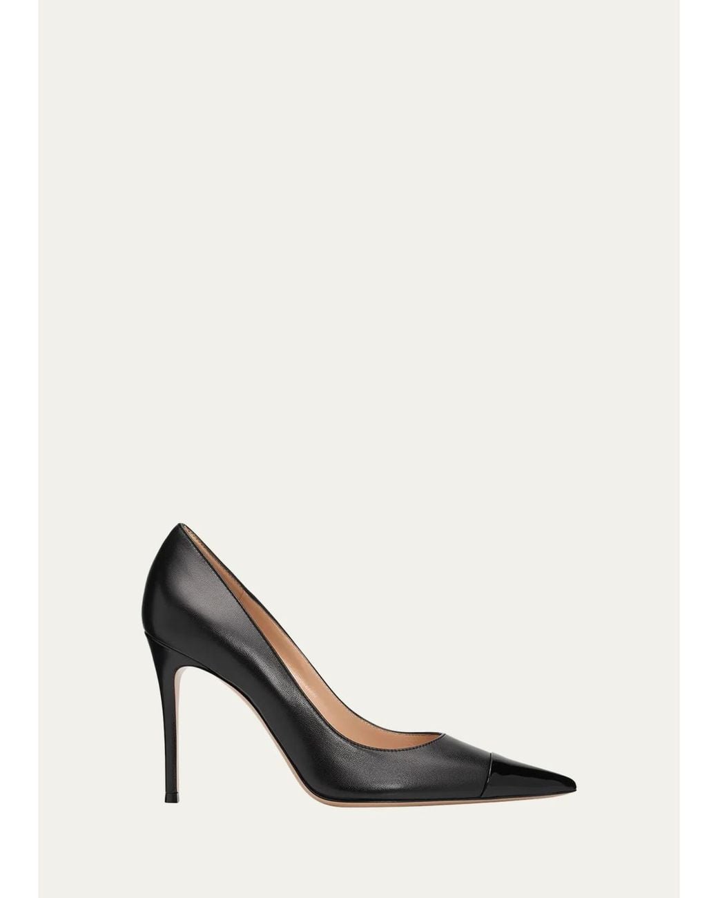 Gianvito Rossi 95Mm Leather Cap-Toe Pumps in White | Lyst