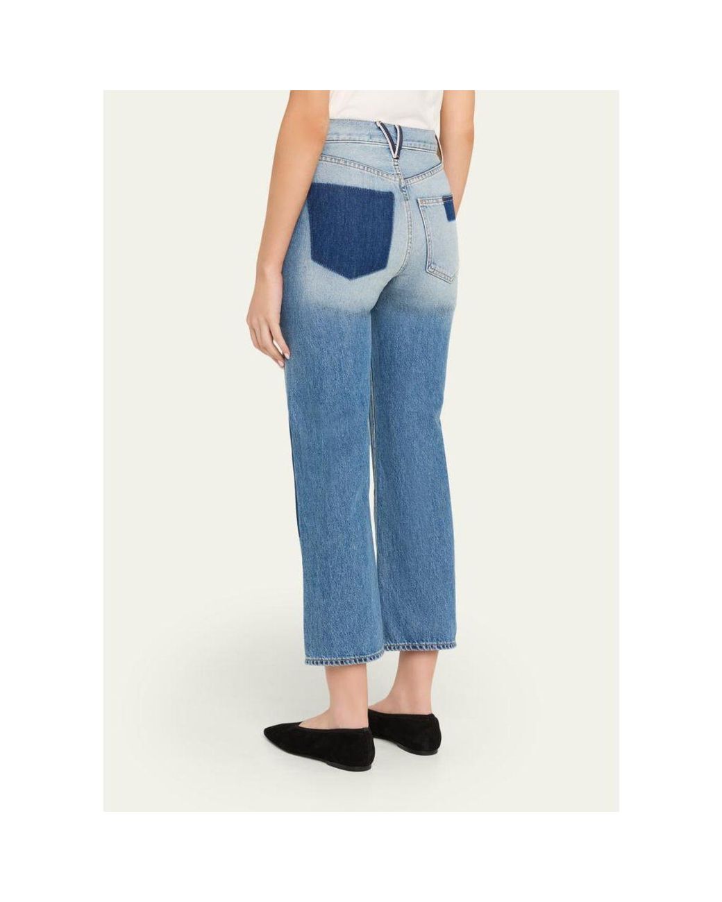 Veronica Beard Blue Dylan Patchwork High-Rise Ankle Jeans