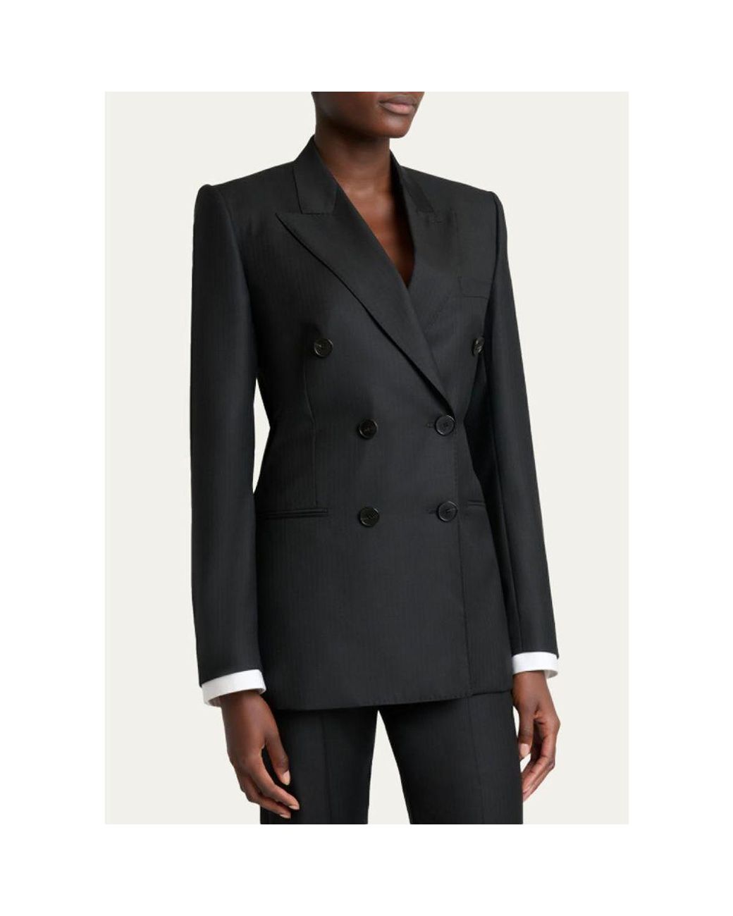 Givenchy Black Double-Breasted Pinstripe Wool Jacket