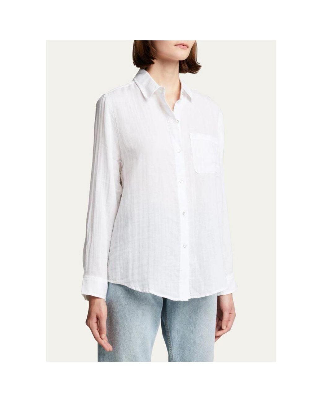 Rails White Ellis Button-Down Long-Sleeve Solid Shirt