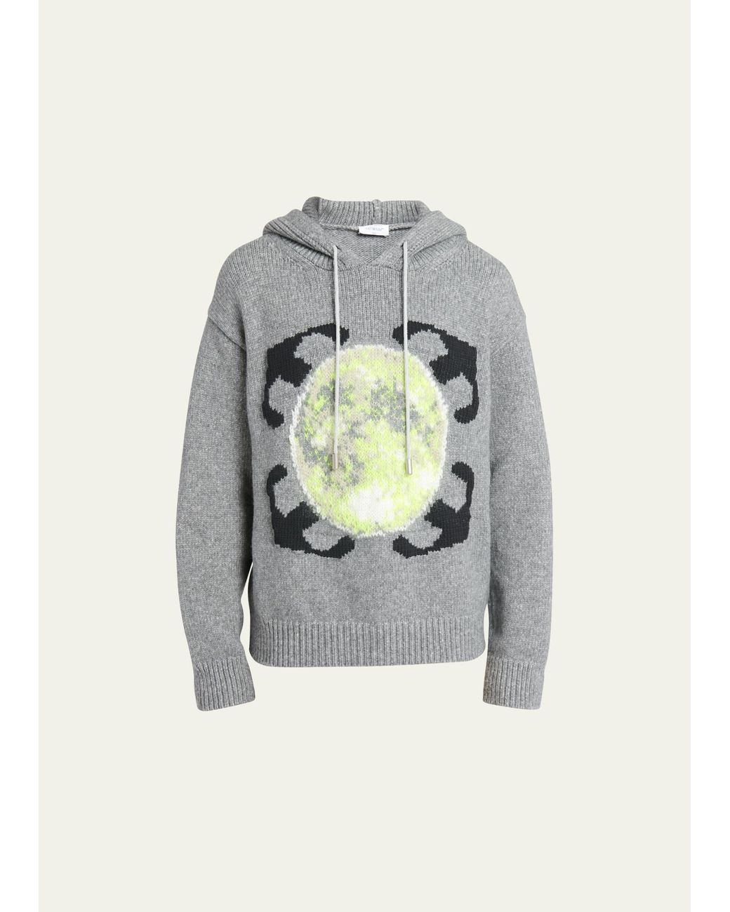 Off-White c/o Virgil Abloh Arrow Moon Chunky Knit Hoodie in Gray for Men |  Lyst