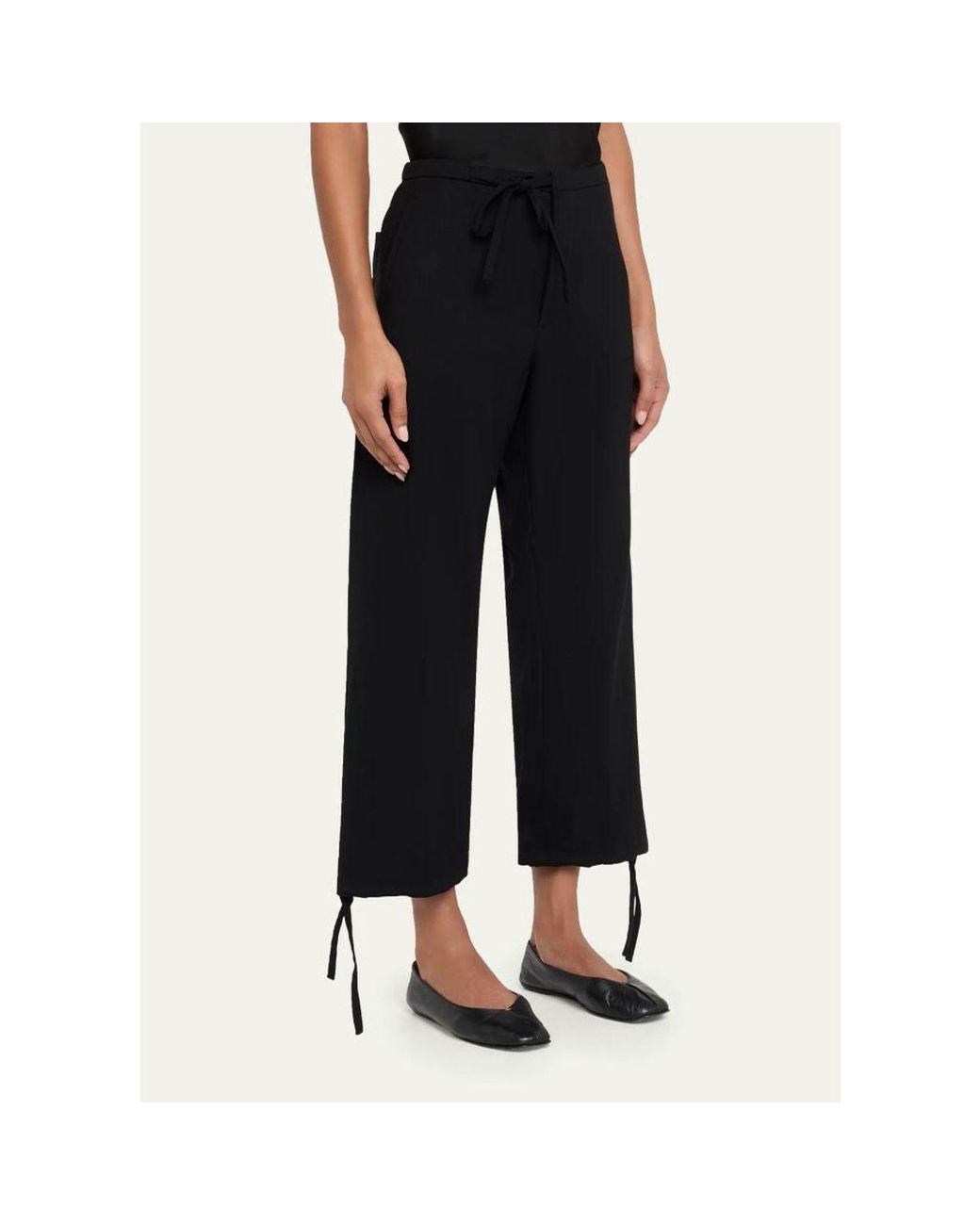6397 Black String Wool Twill Trousers